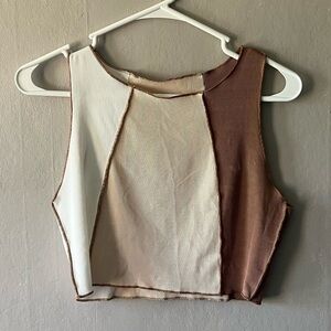 SHEIN Neutral Color block Cropped Tank Size Large